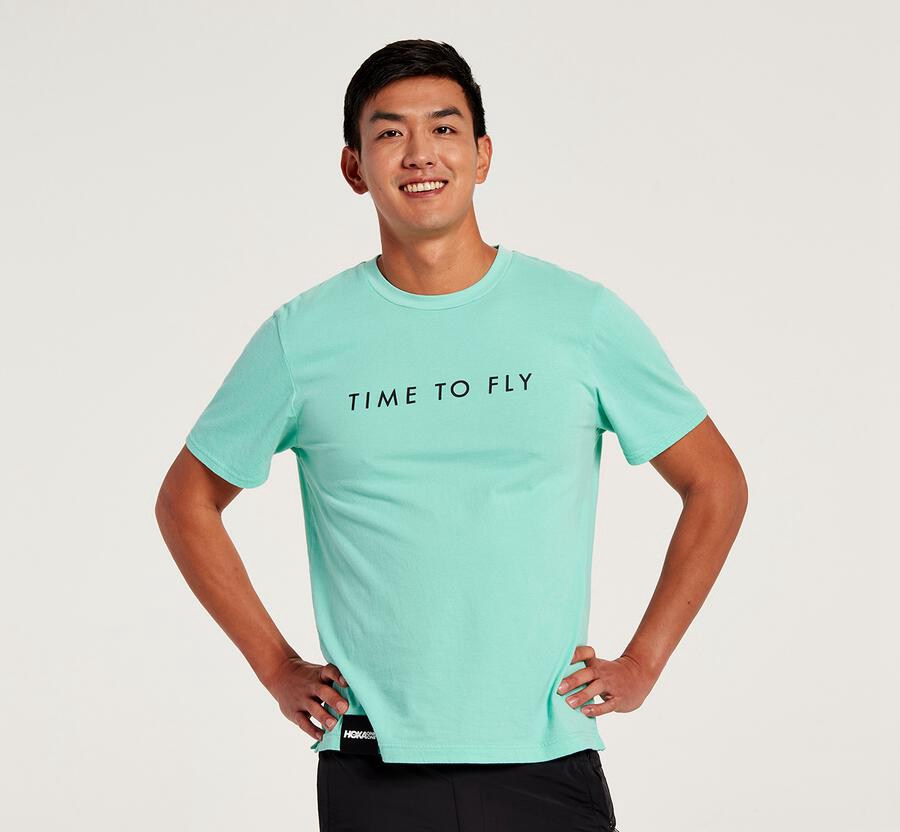 Hoka One One Mens Tee - Brand - Mint - GFRV06354
